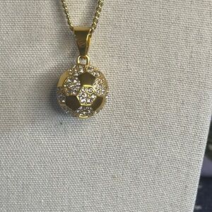 Gold Soccer Ball Pendant Necklace